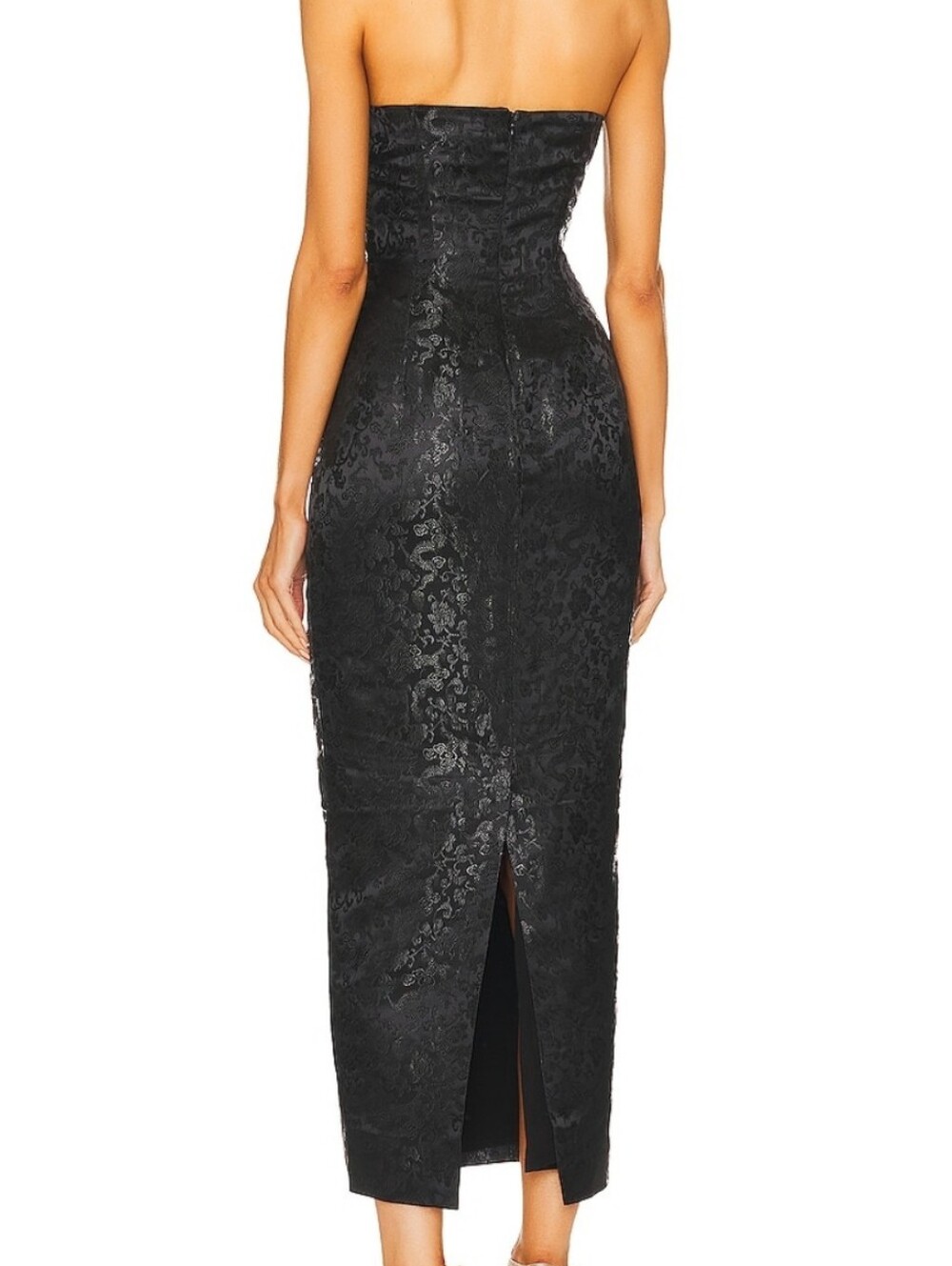 SAU LEE Jennifer Dress in Black Jacquard NWT Strapless Midi Size 10 - Picture 3 of 14